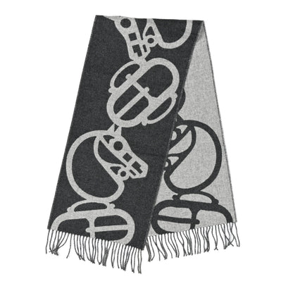 Hermes Cashmere Boucles et Camails Muffler Anthracite Gris Clair 2 of 3