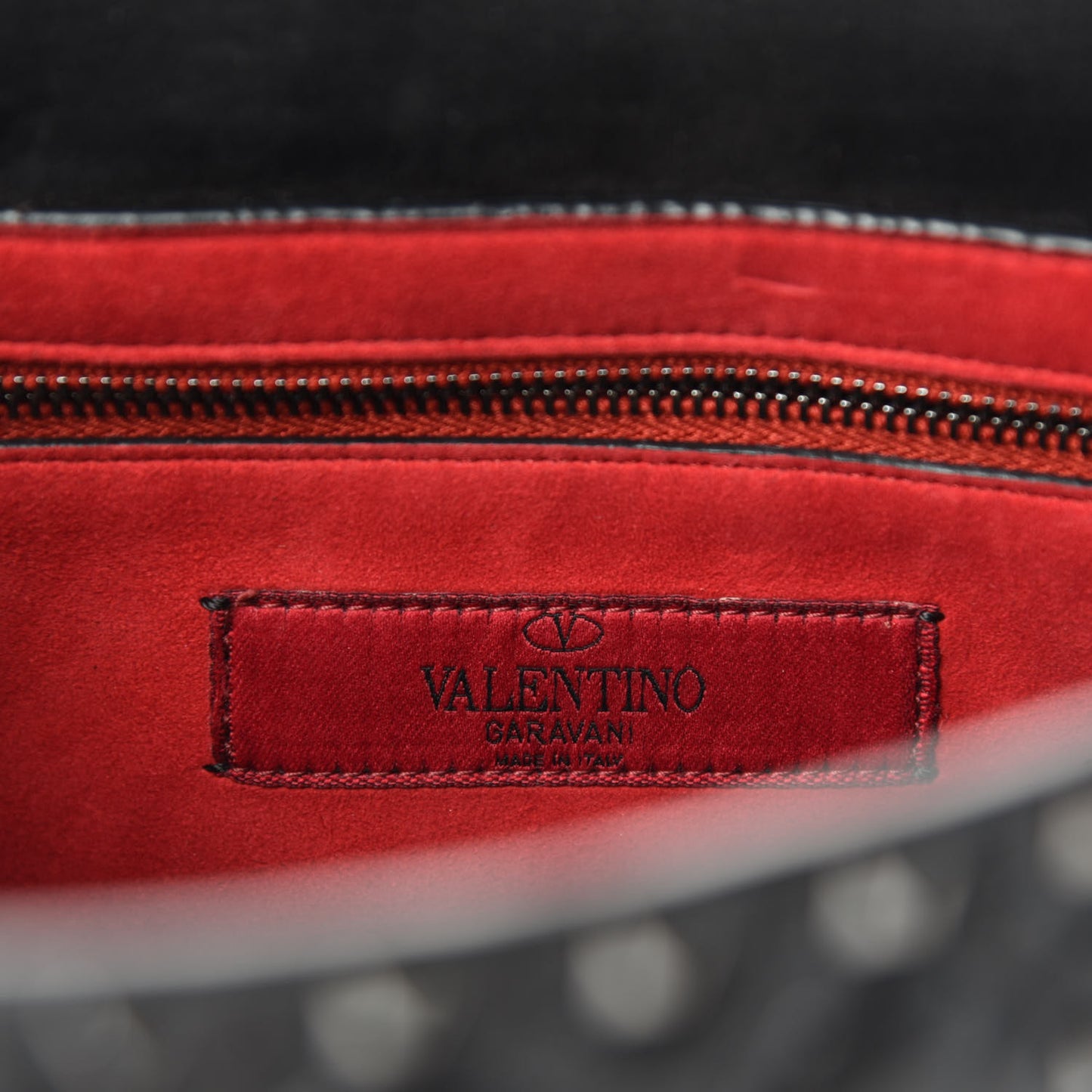 Craquele Nappa Large Rockstud Spike Shoulder Bag Black