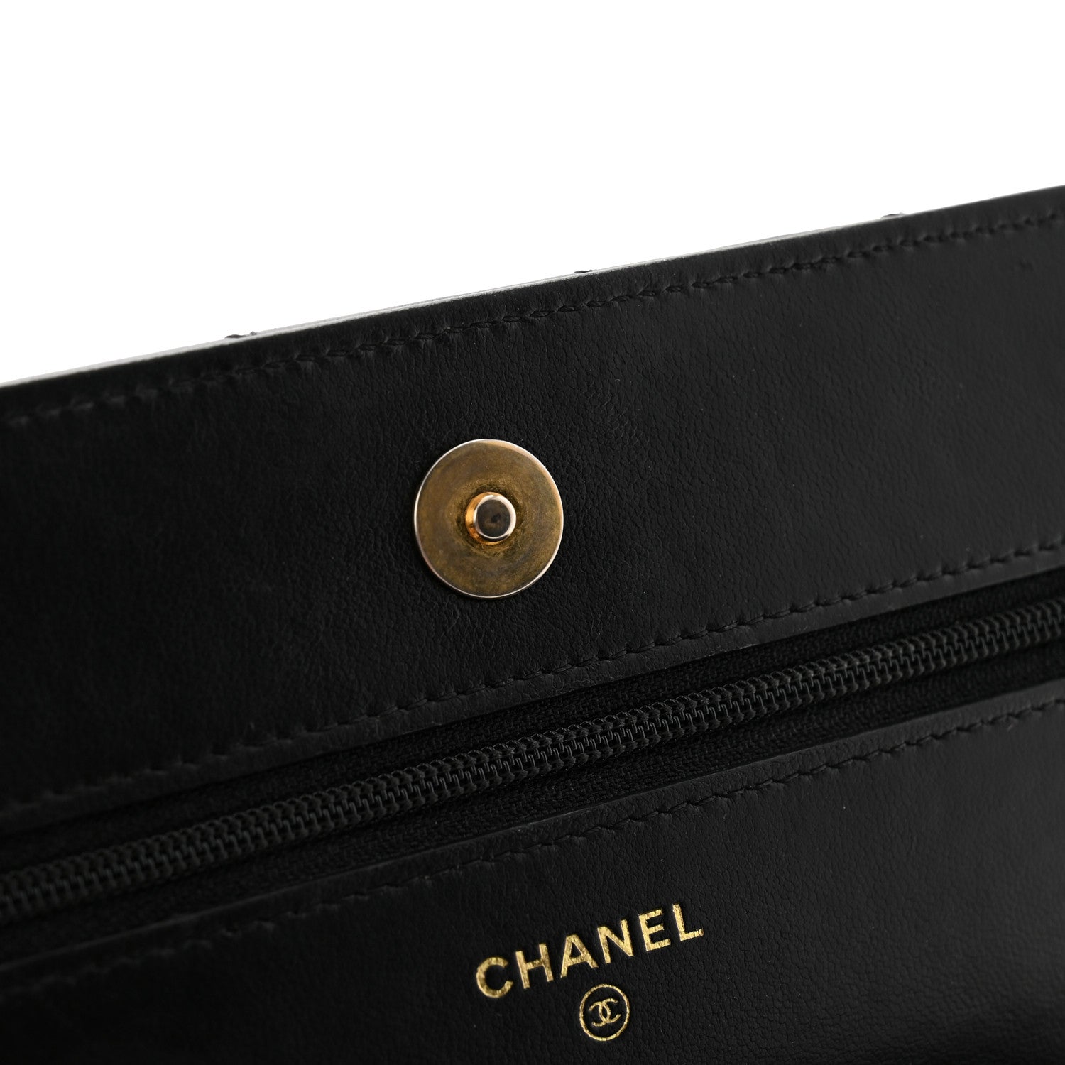 Chanel Lambskin Quilted Chain Around Wallet On Chain WOC Black 13 of 13