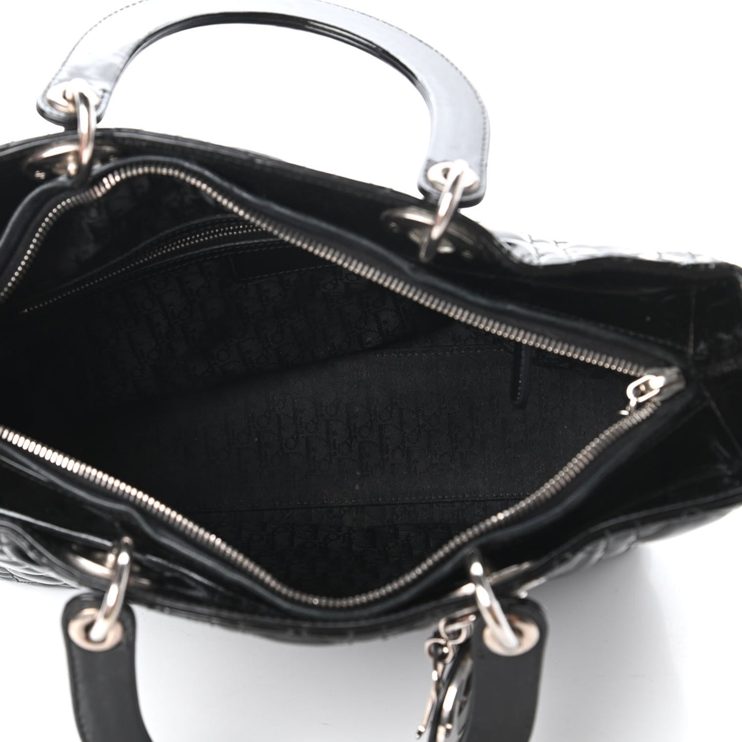 Patent Cannage Large Lady Dior Black