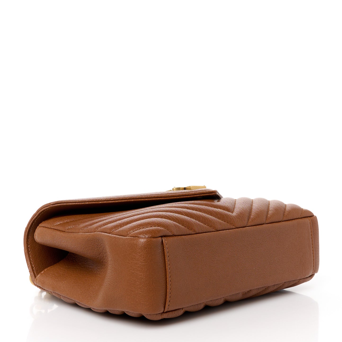 Sheepskin Matelasse Chevron Monogram Medium College Bag Brick