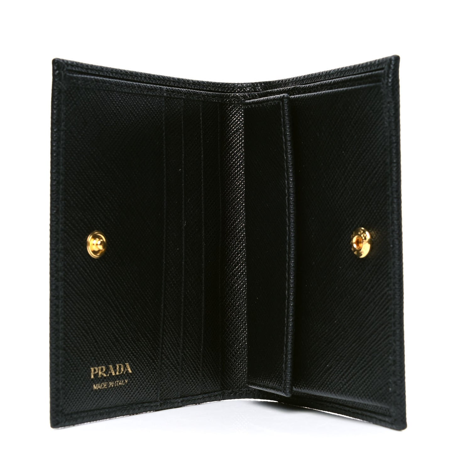 Saffiano Triangle Flap Compact Wallet Black