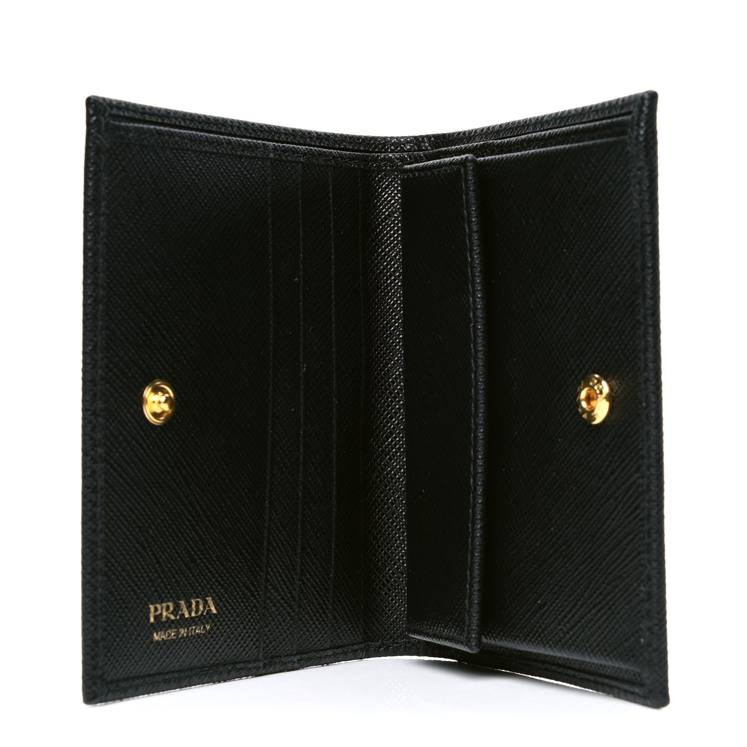 Prada Saffiano Triangle Flap Compact Wallet Black 4 of 4