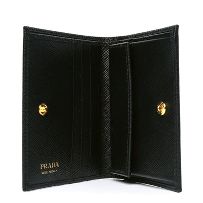 Prada Saffiano Triangle Flap Compact Wallet Black 4 of 4