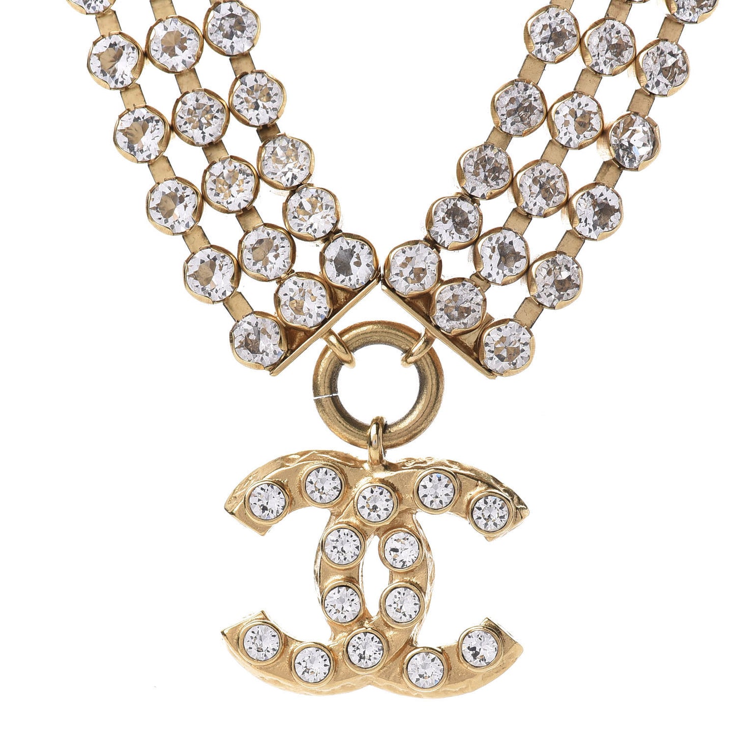 Crystal CC Choker Necklace Gold