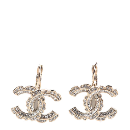 Chanel Baguette Crystal CC Dangle Earrings Light Gold 1 of 4