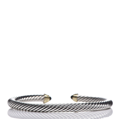 David Yurman Sterling Silver 14K Yellow Gold Black Onyx 5mm Cable Classics Petite Color Bracelet 3 of 4