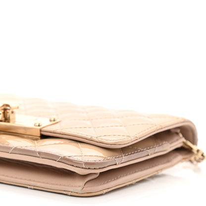 Chanel Patent Quilted Golden Class Wallet on Chain WOC Light Beige 10 of 14