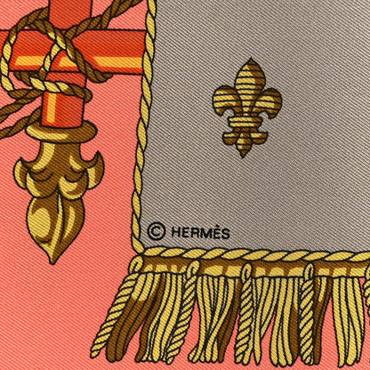 Hermes Silk Vue Du Carosse De La Galere La Reale Scarf 90 Saumon Etoupe Orange 5 of 5