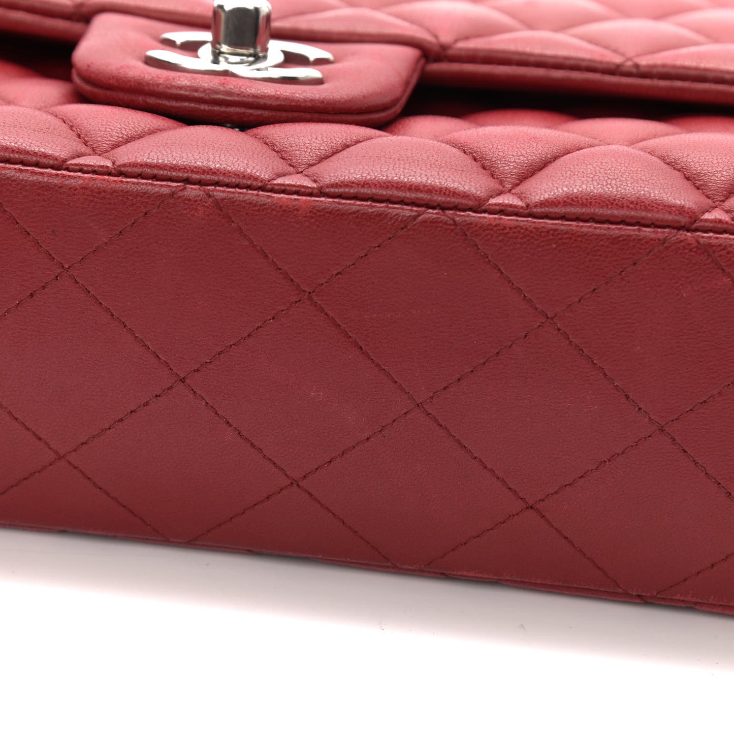Lambskin Quilted Medium Double Flap Red
