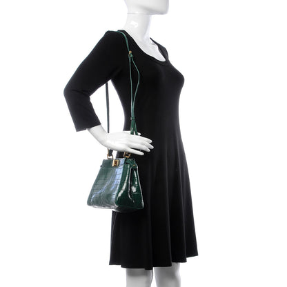 Fendi Shiny Crocodile Shiny Nappa Mini Peekaboo Iconic Satchel Emerald 2 of 8