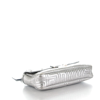 Versace Metallic Calfskin Quilted Couture Shoulder Bag Silver 4 of 7