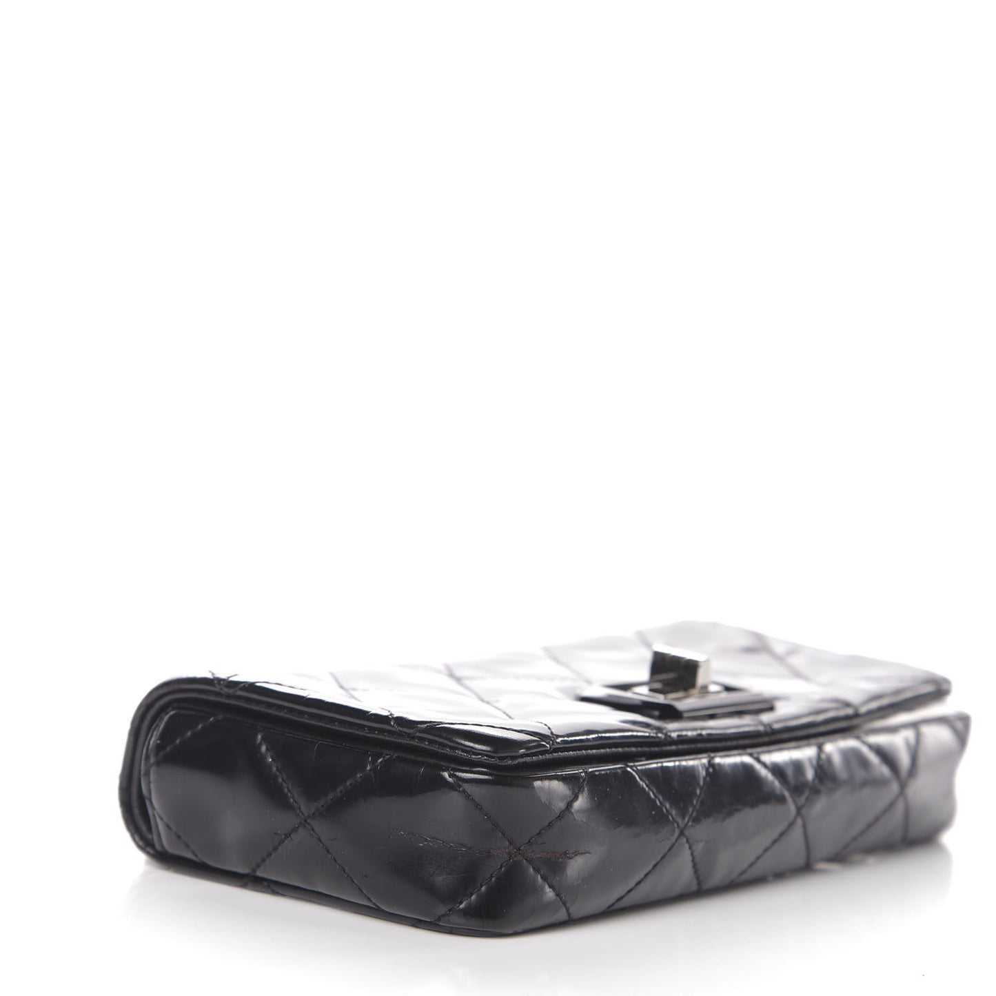 Patent Quilted Mademoiselle East West Flap Black