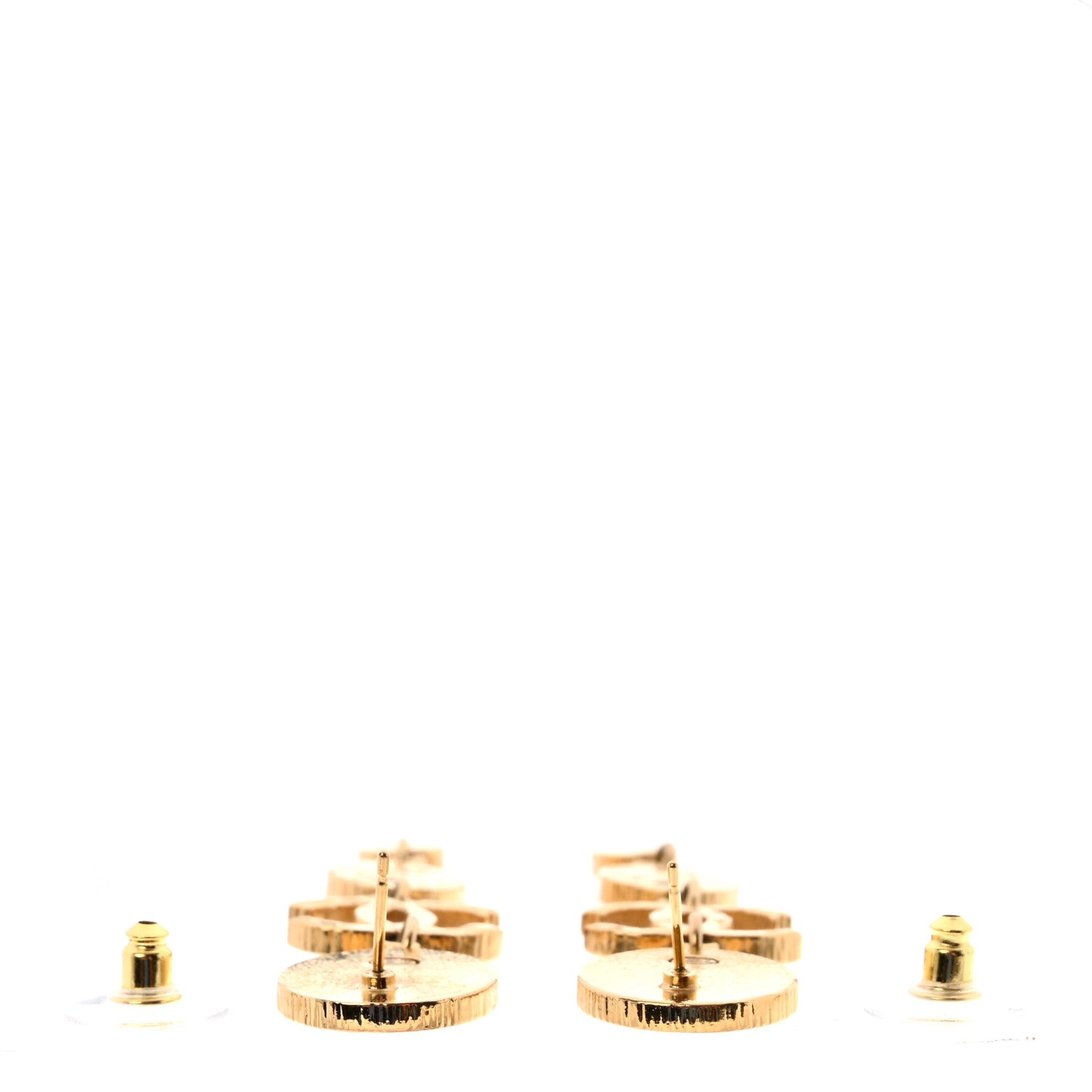 Chanel Metal Resin Disc CC Long Drop Earrings Gold Black 4 of 5