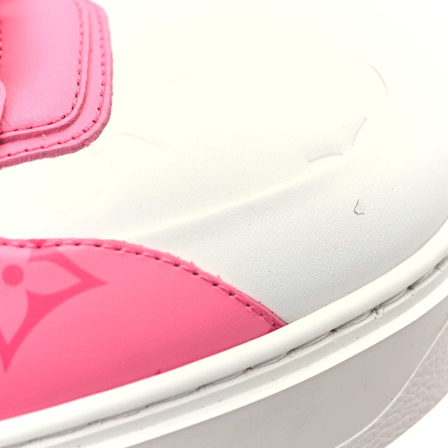 Lambskin Embossed Monogram Time Out Sneakers 38 White Pink