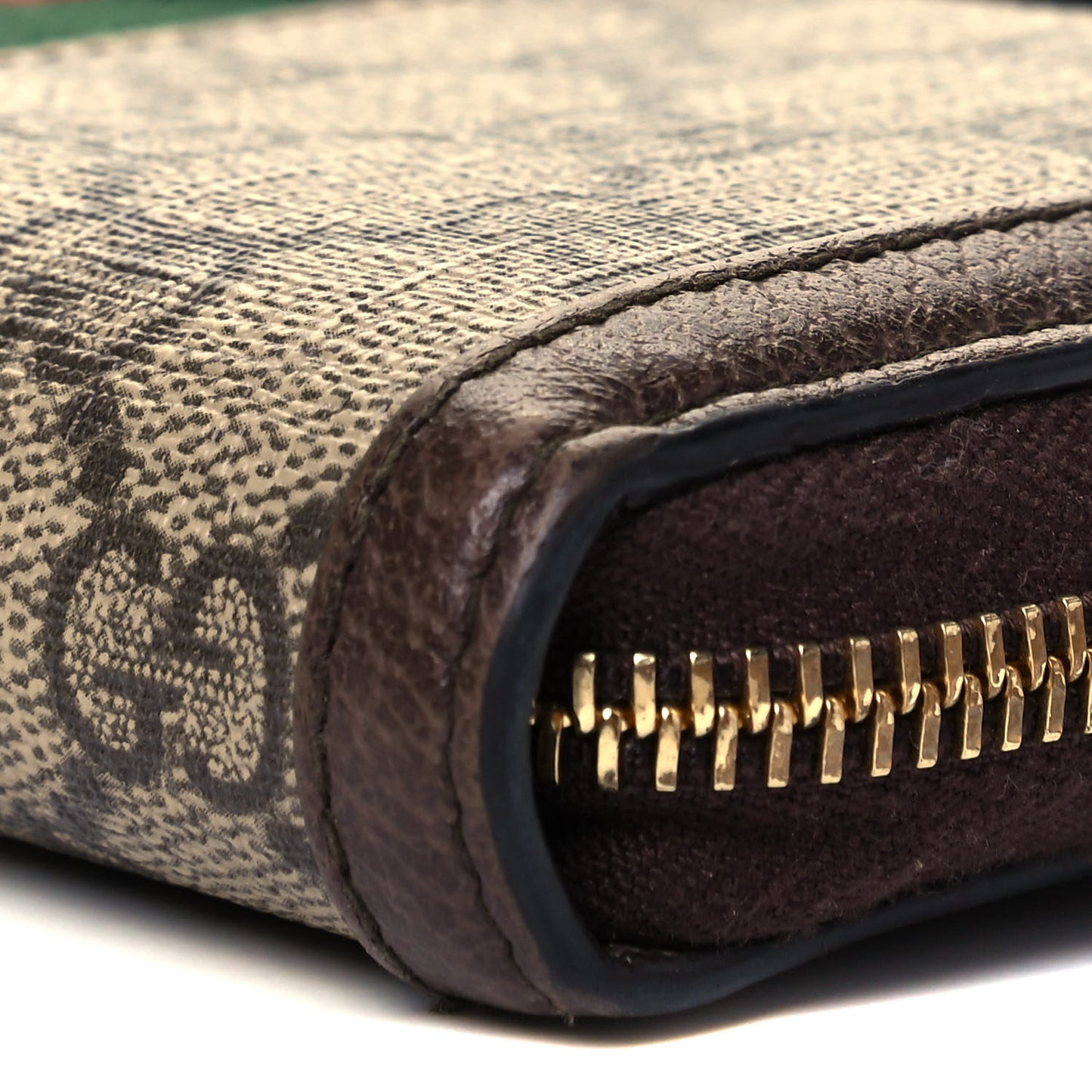 GG Supreme Monogram Web Ophidia Zip Around Wallet Brown