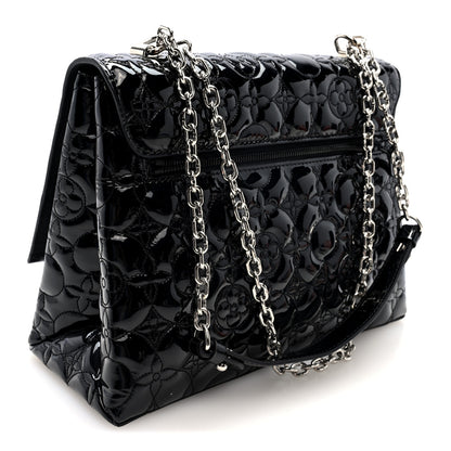 Louis Vuitton Vernis Flower Quilted Twist Shoulder Bag GM Black 3 of 9