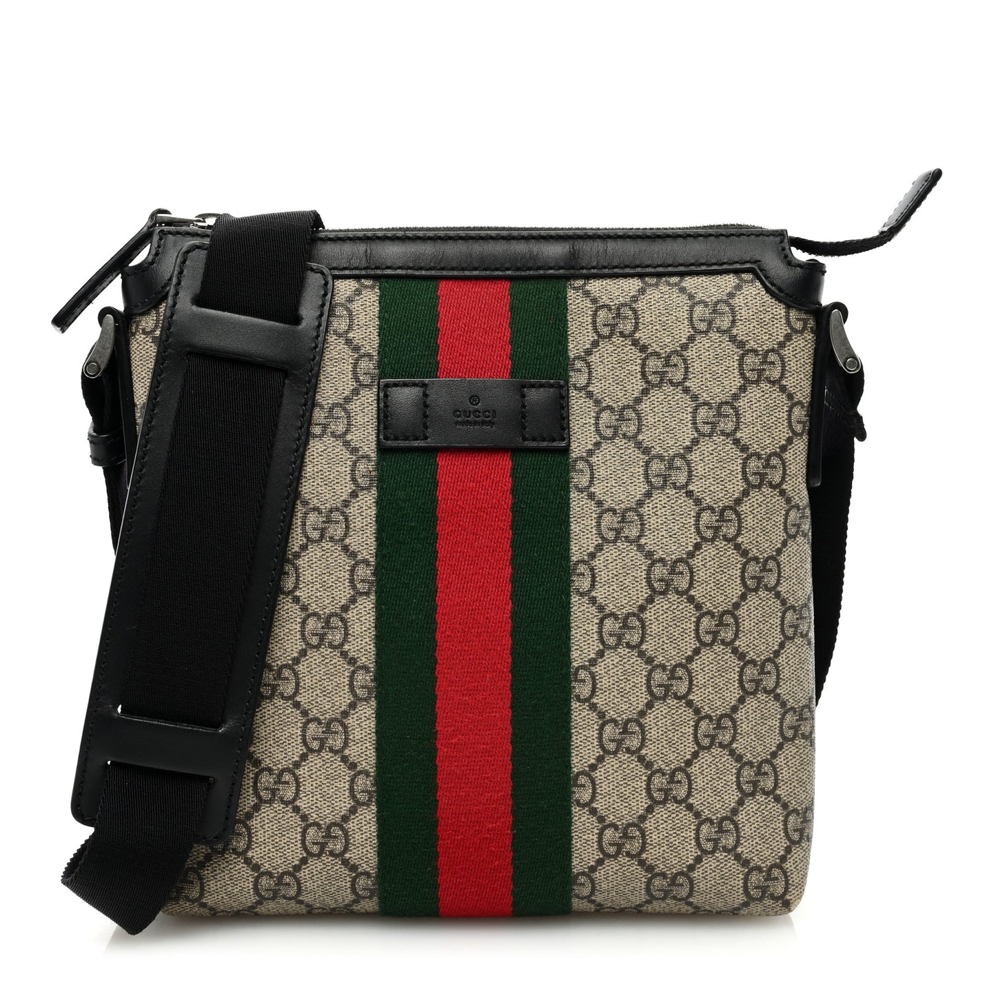 GG Supreme Monogram Web Messenger Bag Black