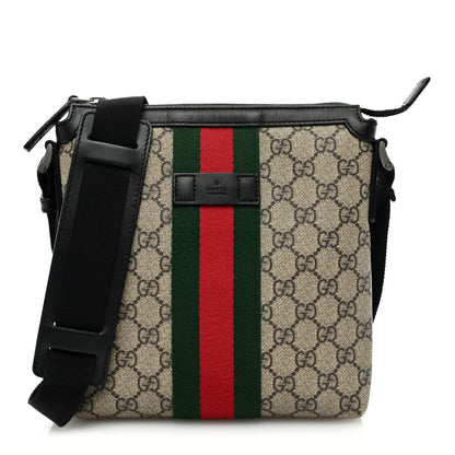 Gucci GG Supreme Monogram Web Messenger Bag Black 1 of 10