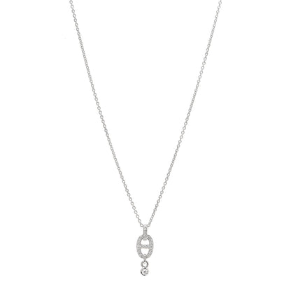 Hermes 18K White Gold Diamond PM Chaine d'Ancre Enchainee Necklace 1 of 6