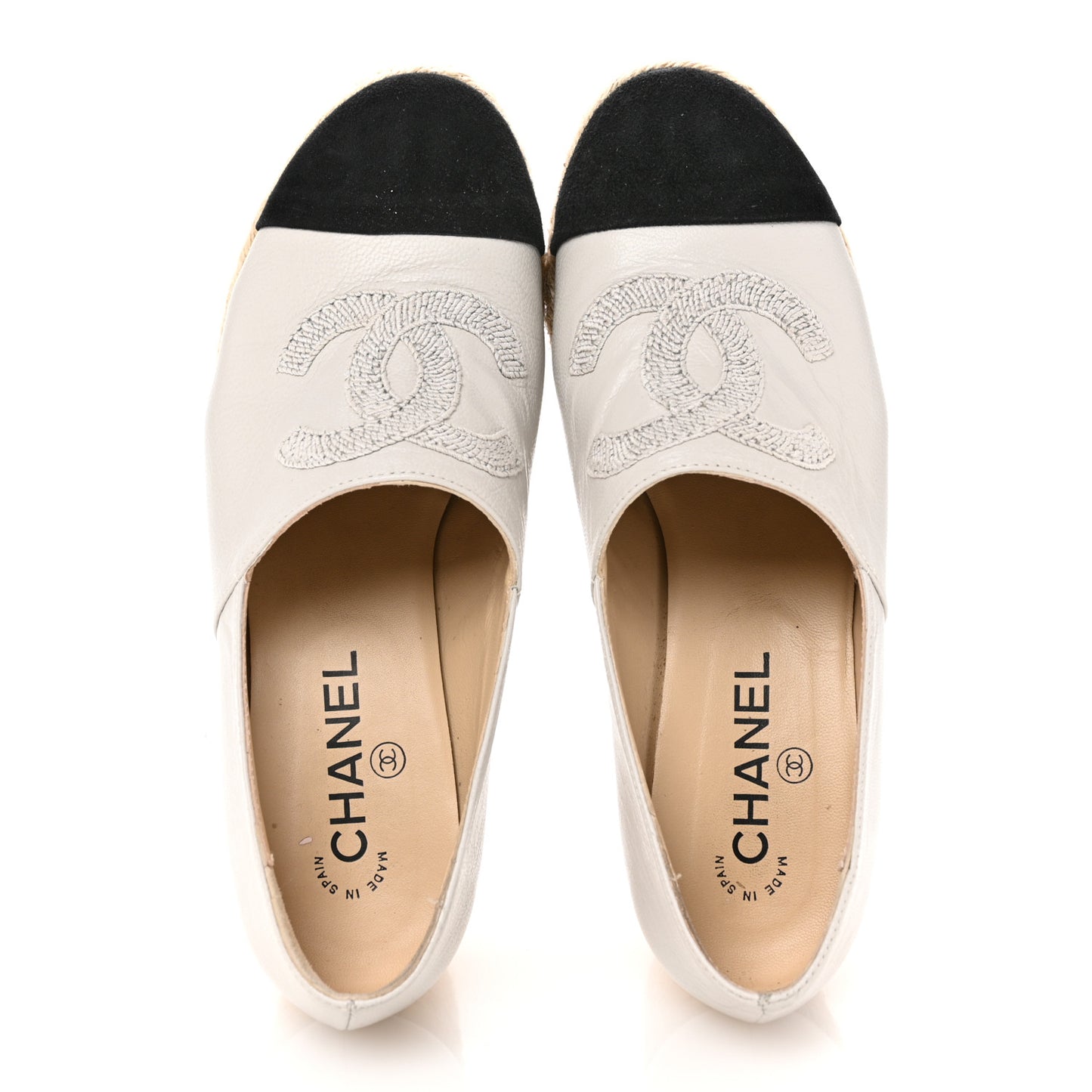 Lambskin Suede CC Espadrille Wedges 39 Grey Black