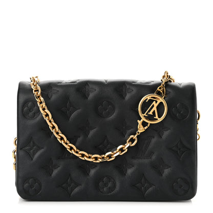 Louis Vuitton Lambskin Embossed Monogram Pochette Coussin Black 1 of 10