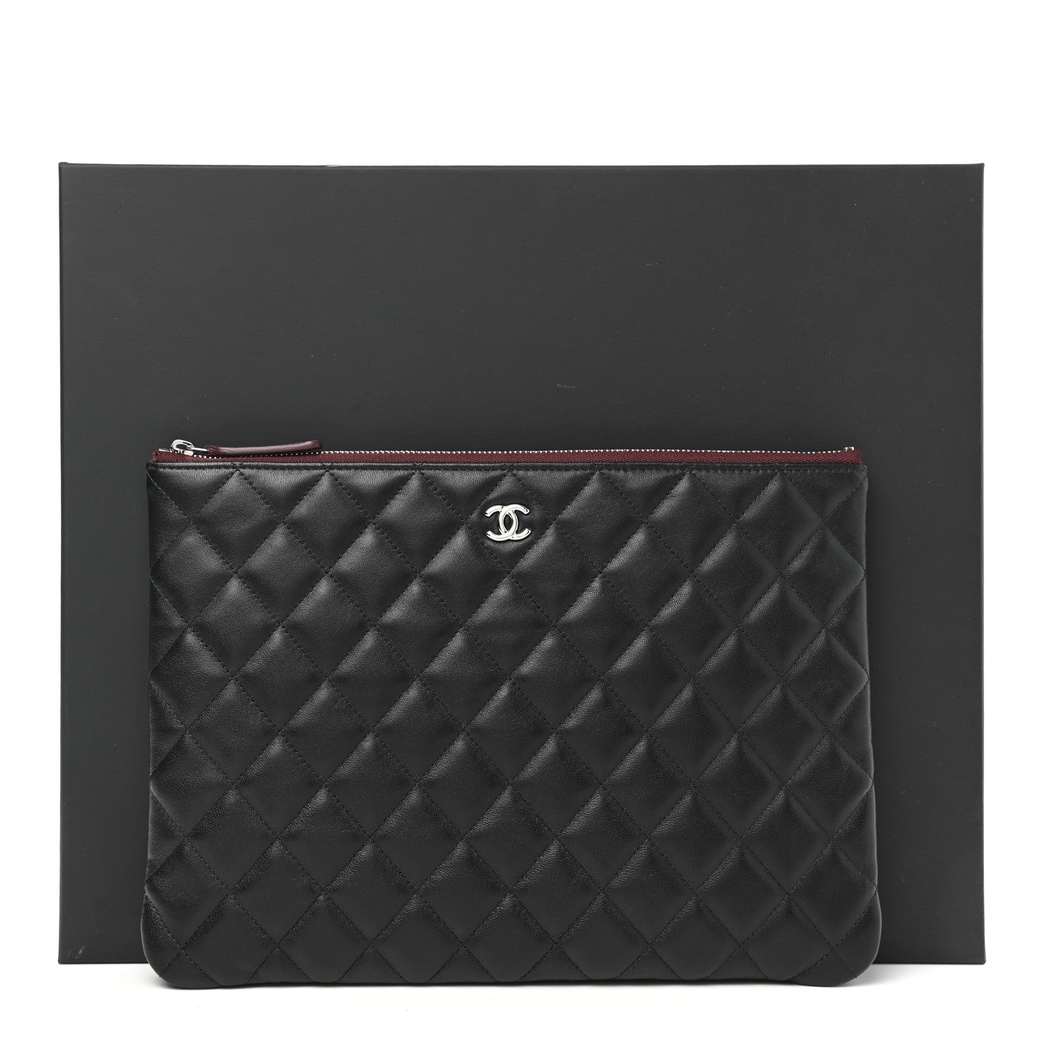 Chanel Lambskin Quilted Medium Cosmetic Case Black 8 of 8