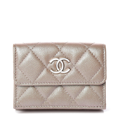 Chanel Iridescent Caviar Quilted Double Flap Wallet Beige 1 of 10