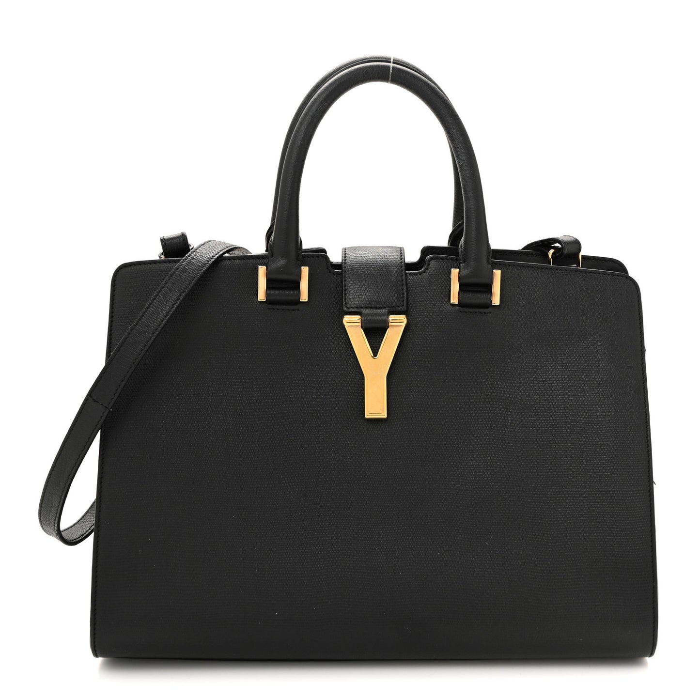 Textured Calfskin Small Classic Y Cabas Black