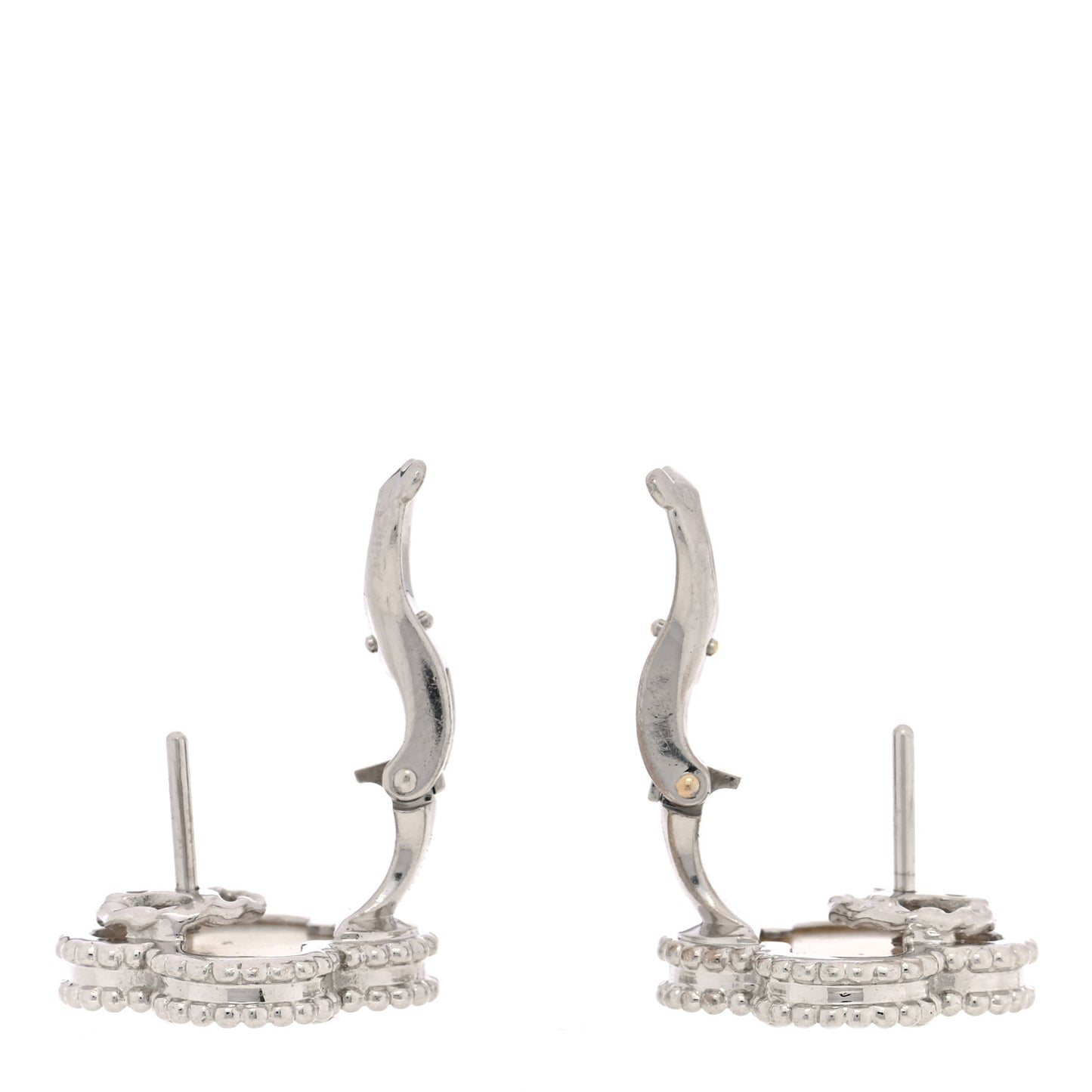 18K White Gold Mother of Pearl Vintage Alhambra Earrings