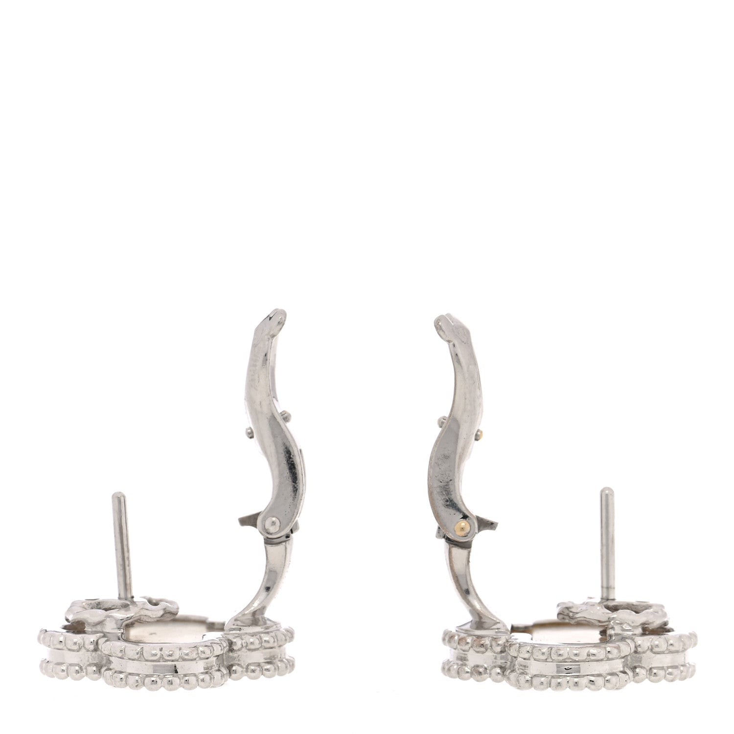 Van Cleef & Arpels 18K White Gold Mother of Pearl Vintage Alhambra Earrings 3 of 5