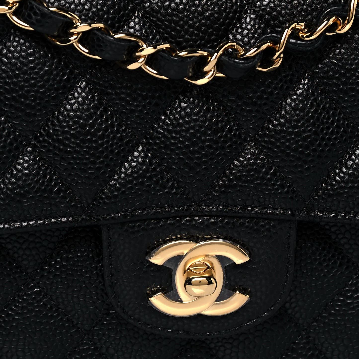 Caviar Quilted Medium Double Flap Black
