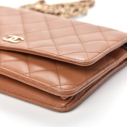 Chanel Lambskin Quilted Wallet on Chain WOC Brown 10 of 13