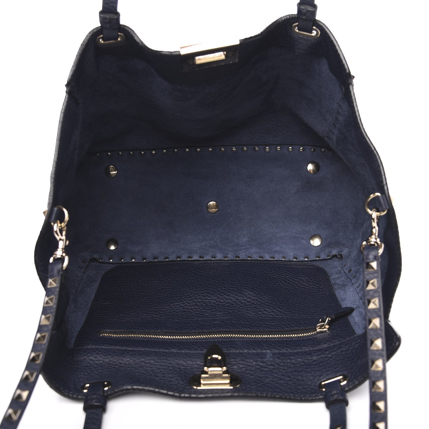 Pebbled Calfskin Medium Rockstud Tote Marine