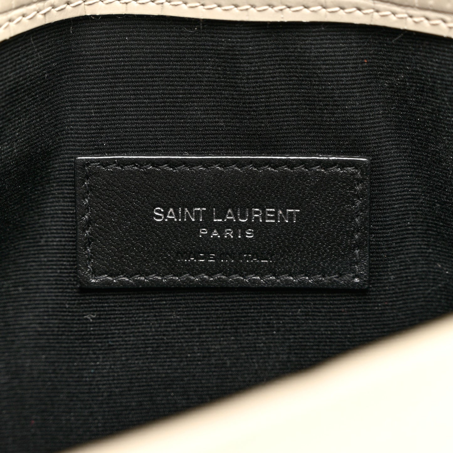 Calfskin Crocodile Embossed Uptown Monogram Pouch Crema Soft
