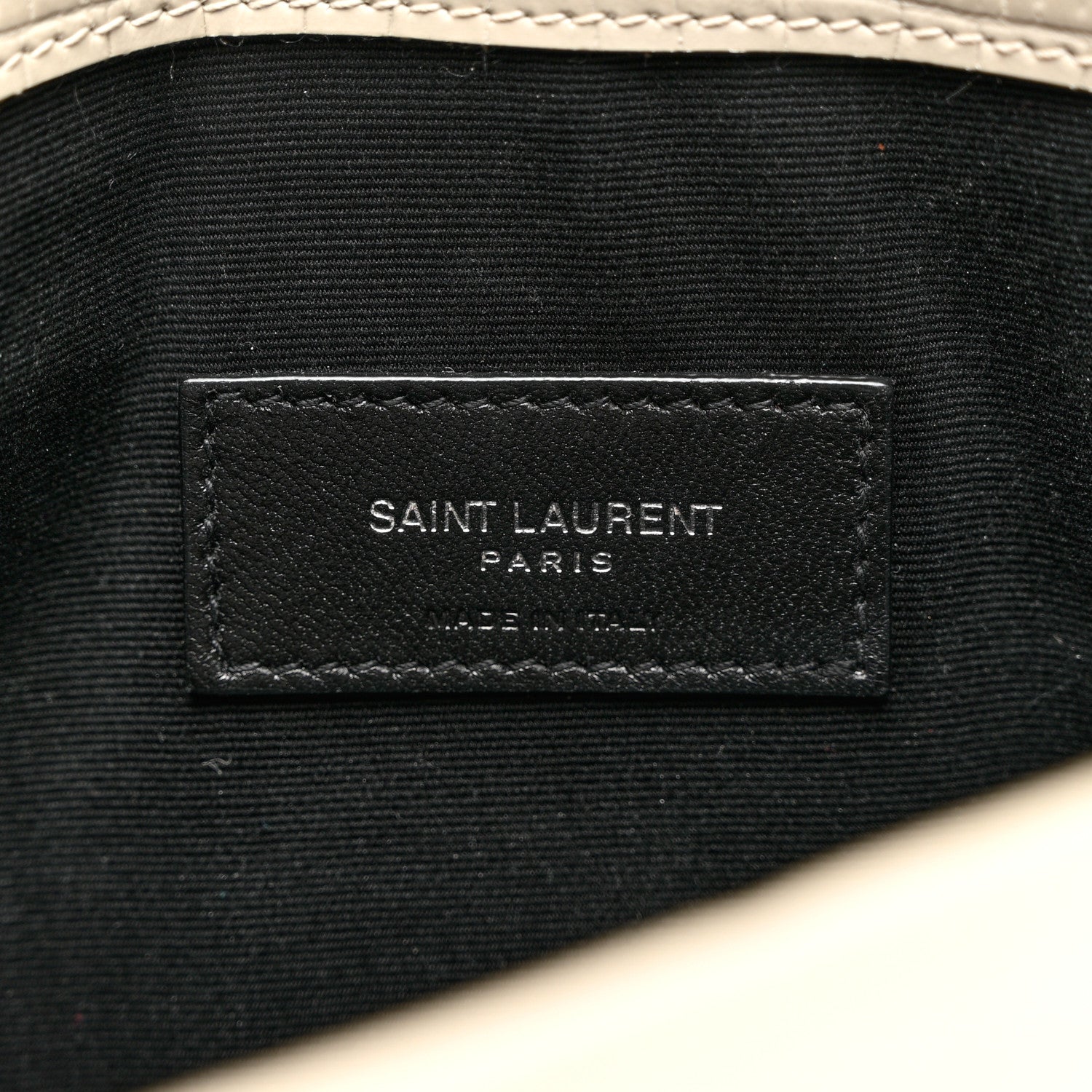 Saint Laurent Calfskin Crocodile Embossed Uptown Monogram Pouch Crema Soft 6 of 6