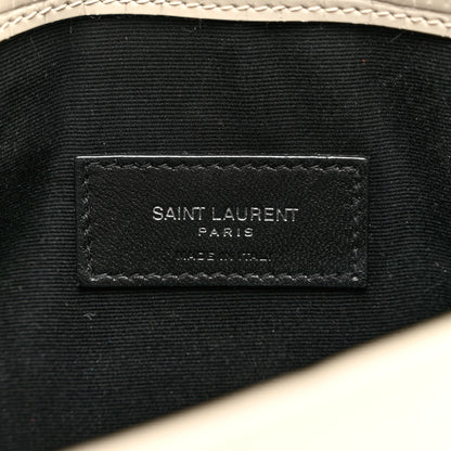 Saint Laurent Calfskin Crocodile Embossed Uptown Monogram Pouch Crema Soft 6 of 6