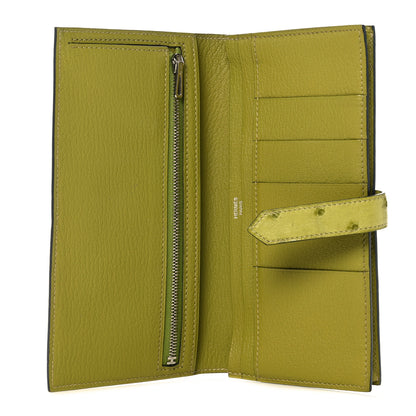 Hermes Ostrich Bearn Gusset Wallet Vert Anis 5 of 12