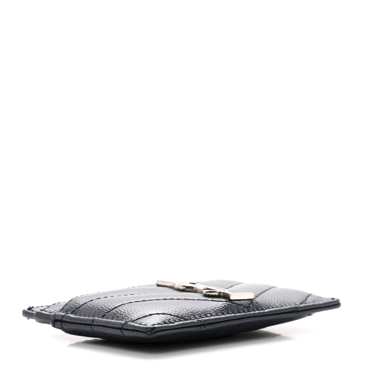 Grain De Poudre Matelasse Chevron Monogram Credit Card Case Navy