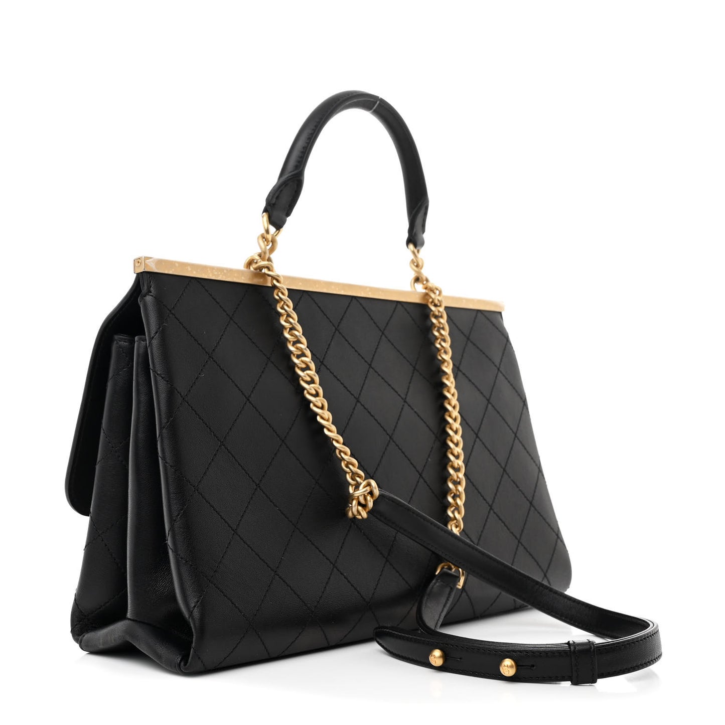 Lambskin Quilted Small Coco Lux Flap  Black