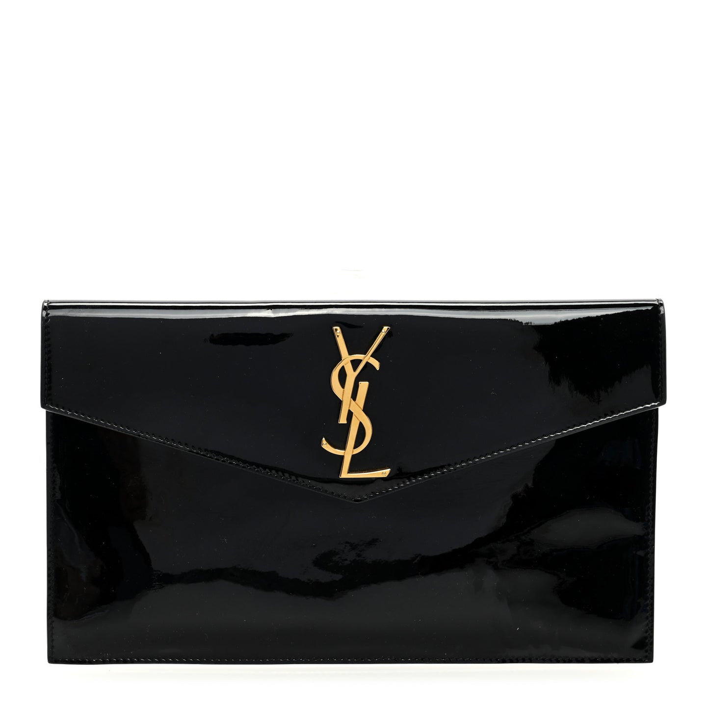 Patent Calfskin Monogram Uptown Clutch Black