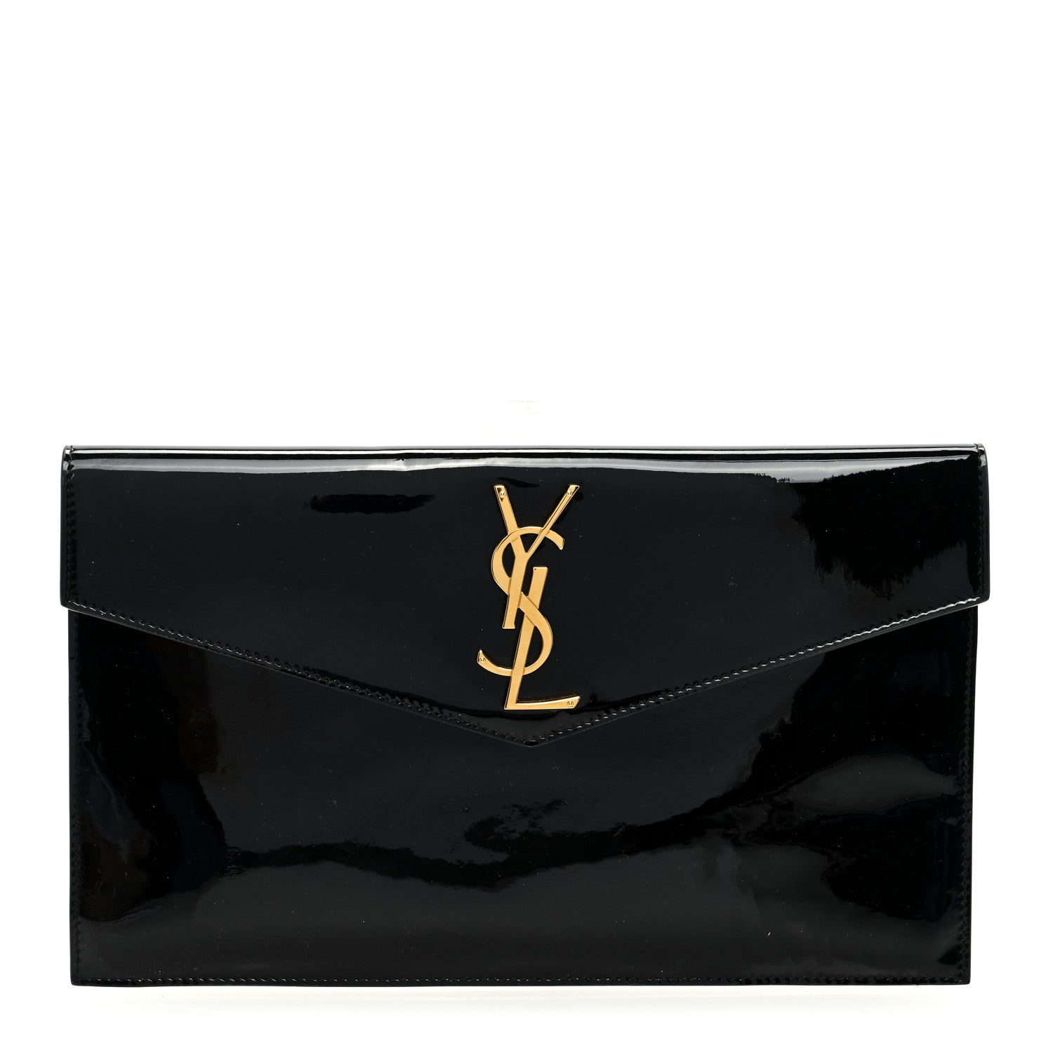 Saint Laurent Patent Calfskin Monogram Uptown Clutch Black 1 of 6