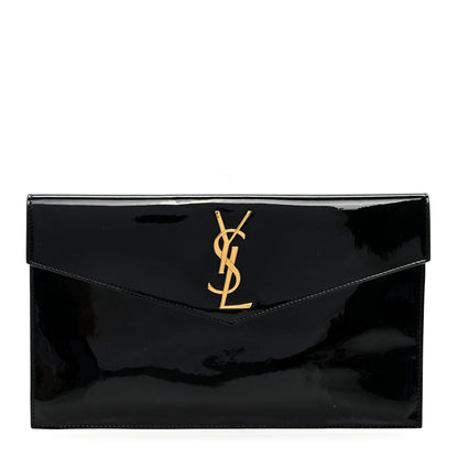 Saint Laurent Patent Calfskin Monogram Uptown Clutch Black 1 of 6