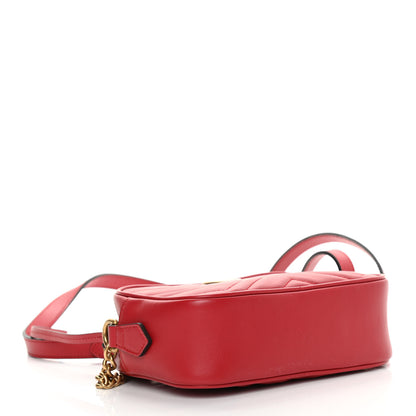 Gucci Calfskin Matelasse Mini GG Marmont Chain Shoulder Bag Hibiscus Red 4 of 10