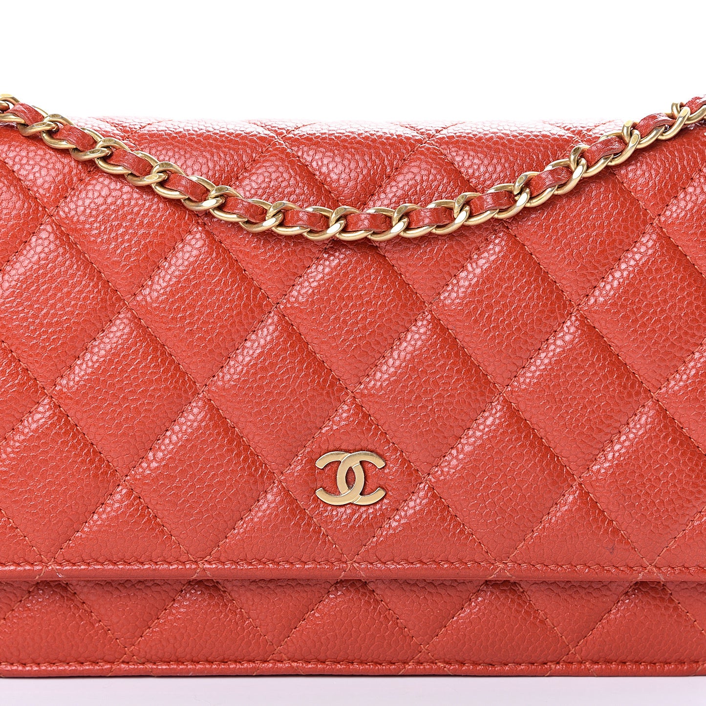 Caviar Quilted Wallet on Chain WOC Red