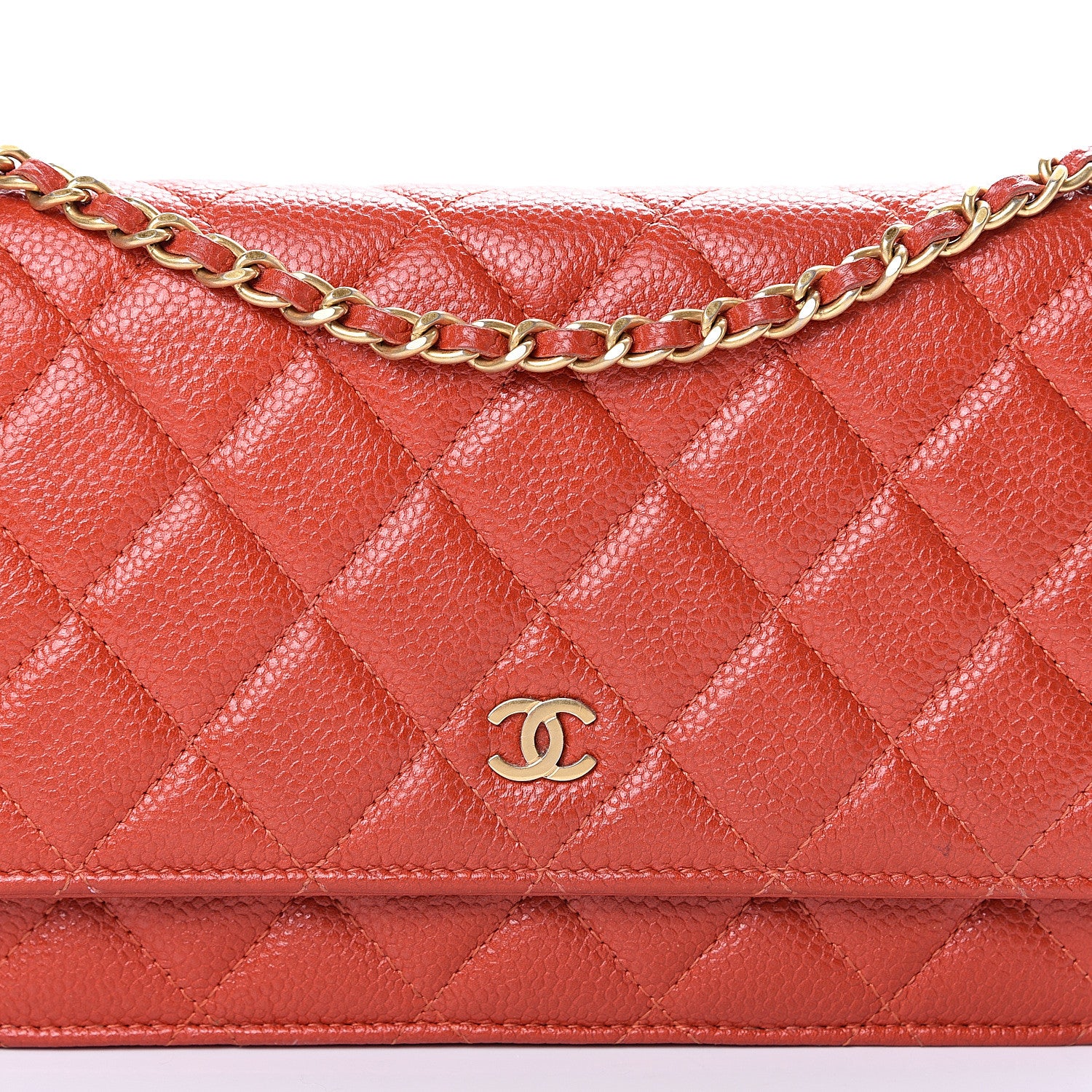 Chanel Caviar Quilted Wallet on Chain WOC Red 10 of 17