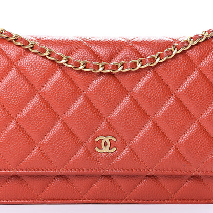 Chanel Caviar Quilted Wallet on Chain WOC Red 10 of 17