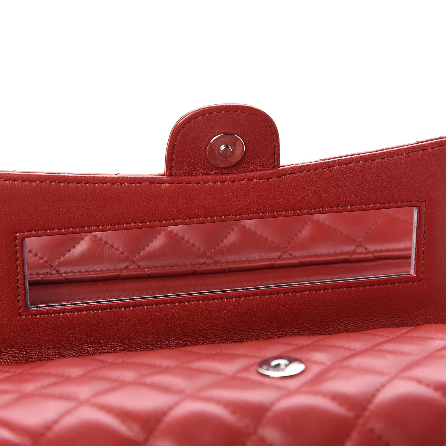 Chanel Lambskin Quilted Flap Cosmetic Case Red 7 of 9