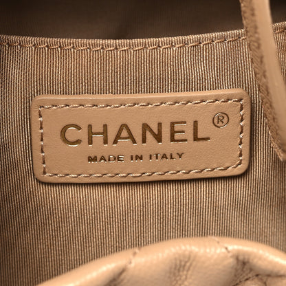 Chanel Caviar Quilted Rolled Up Bucket Drawstring Bag Beige 6 of 13