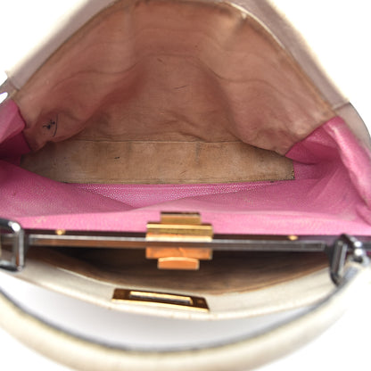 Fendi Goatskin Stingray Large Peekaboo Iconic Satchel White Pink 5 of 35